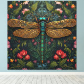 Elegante  libel boho botanische canvas afdruk (Insitu (Houten vloer))