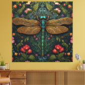 Elegante  libel boho botanische canvas afdruk (Insitu (Woonkamer))