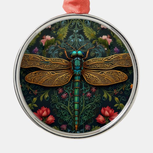 Elegante libel boho botanische metalen ornament (Voorkant)