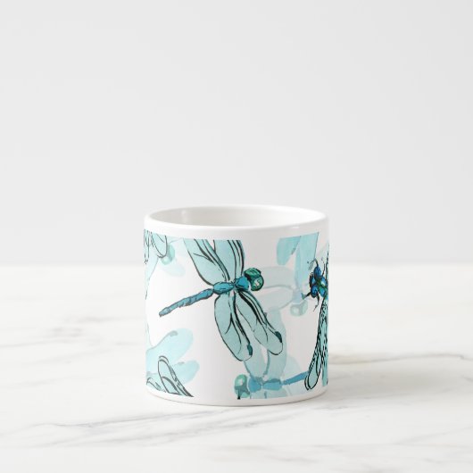 Elegante libellen: Waterverf Wonder Espresso Kop (Voorkant)