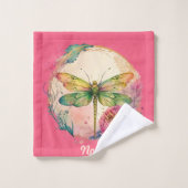 Élégante libellule florale avec nom personnalisé (Gant de toilette)