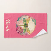Élégante libellule florale avec nom personnalisé (Serviette à main)