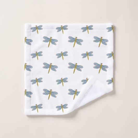 Élégante libellule moderne et script sur blanc (Gant de toilette)