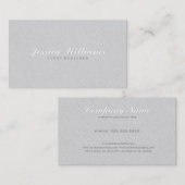 Elegante Licht Grijze Faux Linnen Textuur Visitekaartje (Voorkant / Achterkant)