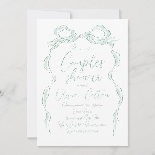 Elegante licht groene hand getrokken boog paren do kaart (Voorkant)