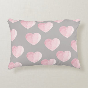Elegante Licht Roze Kleur Liefde Harten Patroon Accent Kussen