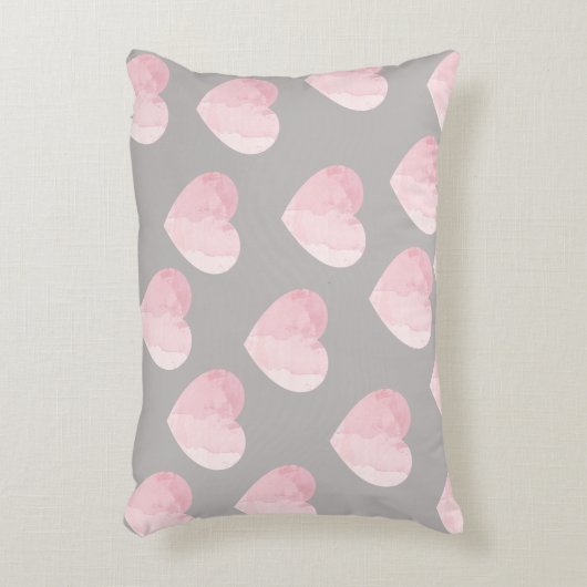 Elegante Licht Roze Kleur Liefde Harten Patroon Accent Kussen (Voorkant(Verticaal))