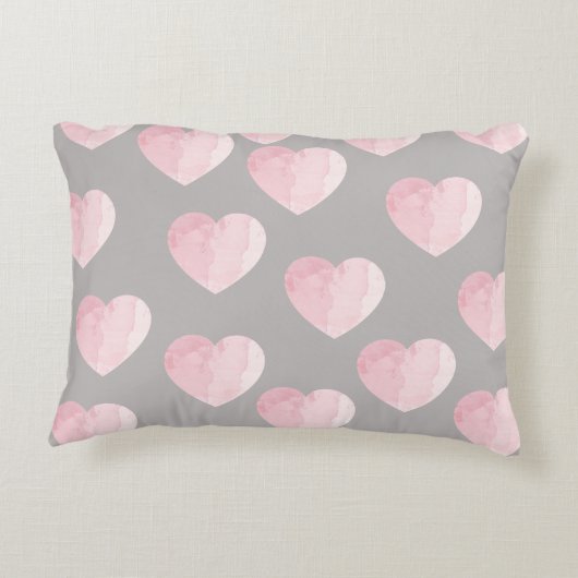 Elegante Licht Roze Kleur Liefde Harten Patroon Accent Kussen (Achterkant)