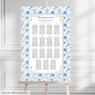 Elegante Lichtblauw Goud Zitplaatskaart Poster