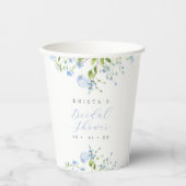 Elegante lichtblauwe bloemige bruidsuitnodiging papieren bekers (Voorkant)