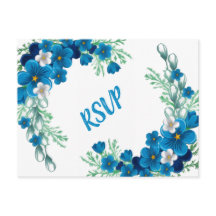 Elegante lichtblauwe bloemkaart voor RSVP