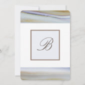 Elegante lichtblauwe gouden moderne strand bruilof kaart (Achterkant)