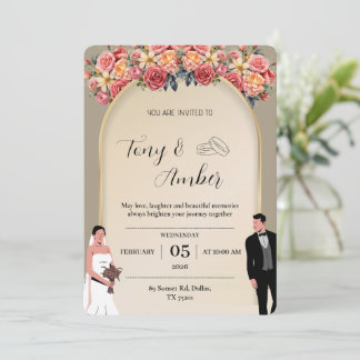 Elegante lichte gouden huwelijksuitnodiging met bl kaart