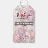 Elegante lichte maroon en beige bloemendesign zake cadeaulabel (Achterkant)