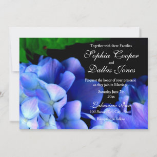 Elegante lichte paarse blauwe bloemenhortensia bru kaart