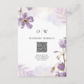 Elegante lichte Paarse Bloemen QR Code Huwelijk Informatiekaartje (Voorkant)