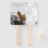 Elegante lichte Paarse Bloemen Trouwprogramma Foto Handwaaier (Voorkant en achterkant)