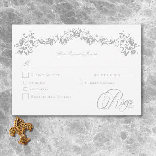Elegante Lichtgrijze Chinoiserie Cherub Trouwdag RSVP Kaartje