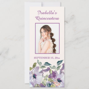 Elegante lichtpaarse bloem Quinceañera bladwijzer Kaart