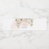 Elegante lichtroze rozen groen gouden bruiloft waterfles etiket (Enkel label)