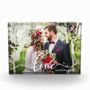 Elegante liefde bruid bruidegom bruiloft fotoblok
