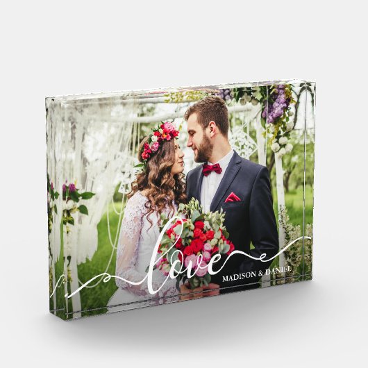 Elegante liefde bruid bruidegom bruiloft fotoblok (Links)