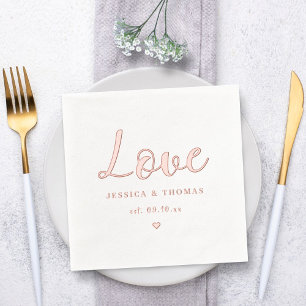 Elegante liefde bruiloft folie servetten