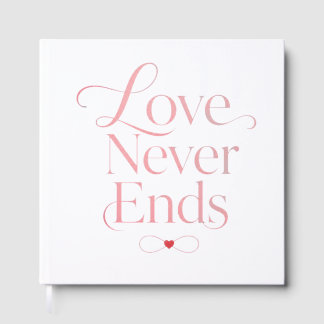 Elegante "Liefde Eindigt Nooit" Minimalistisch Gastenboek