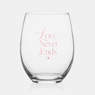 Elegante 'Liefde Eindigt Nooit' Steeloose Wijnglas Zonder Voet