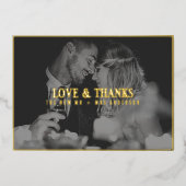 Elegante Liefde en Bedankt Foto Dank u Bruiloft Folie Feestdagenkaart (Voorkant)