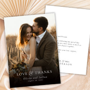 Elegante Liefde en Dank Typografie Foto Bruiloft Bedankkaart