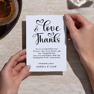 Elegante liefde en dankbaar hart script bruiloft bedankkaart