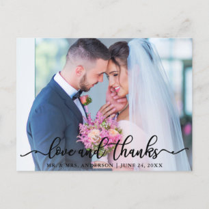 Elegante liefde en dankbaarheid script huwelijksfo briefkaart