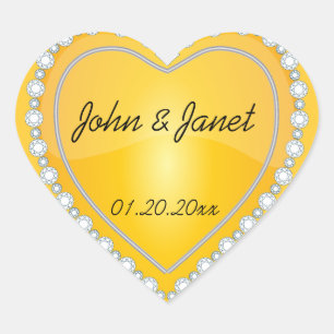 Elegante liefde glanzend geel hart hart sticker