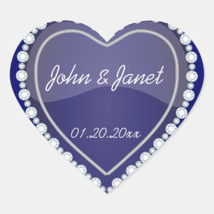 Elegante liefde glanzend marine blauw hart sticker