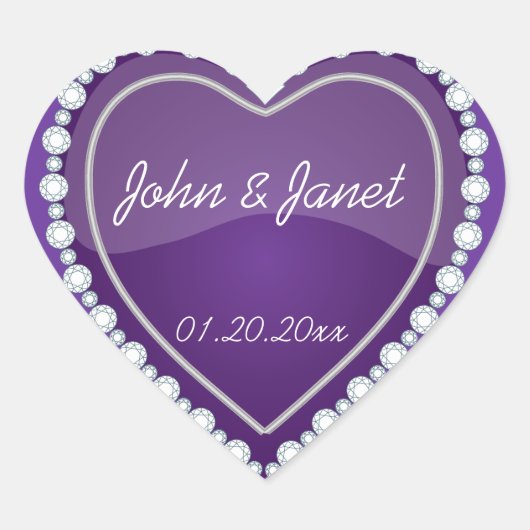 Elegante liefde glanzend Paarse hart Hart Sticker (Voorkant)