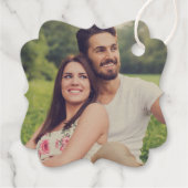 Elegante liefde in script bruiloft monogram bedankjes labels (Achterkant)