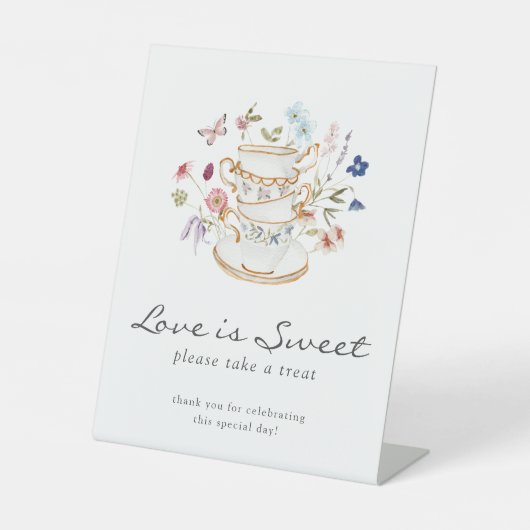 Elegante liefde is lief teken reclamebord met voetstuk (Voorkant)