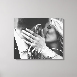 Elegante Liefde Script Typografie Bruiloft Foto Canvas Afdruk