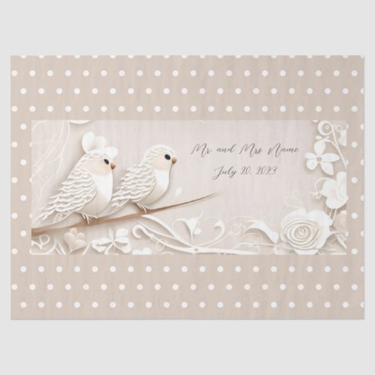 Elegante liefde vogels bruiloft weefsel papier (Voorkant)