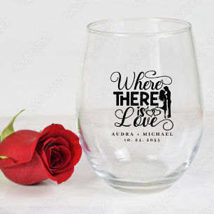 Elegante liefdescitaat kalligrafie bruiloft wijnglas zonder voet