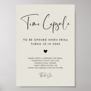 Elegante Light Sage Time capsule 1e Verjaardag tek Poster