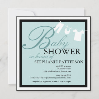 Élégante ligne Baby shower Invitation Turquoise