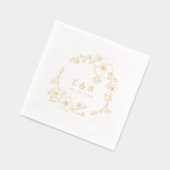 Elegante lijn getrokken bloesems Monogram bruiloft Folie Servetten (Links)