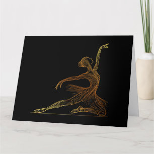 Elegante lijnkunst van balletdanser in sierlijke p bedankkaart
