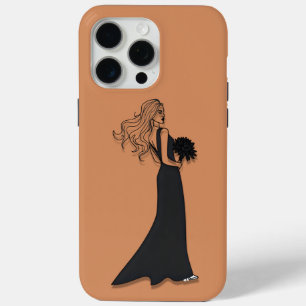 Elegante Lijnkunst Vrouw in Zwarte Jurk Hoesje