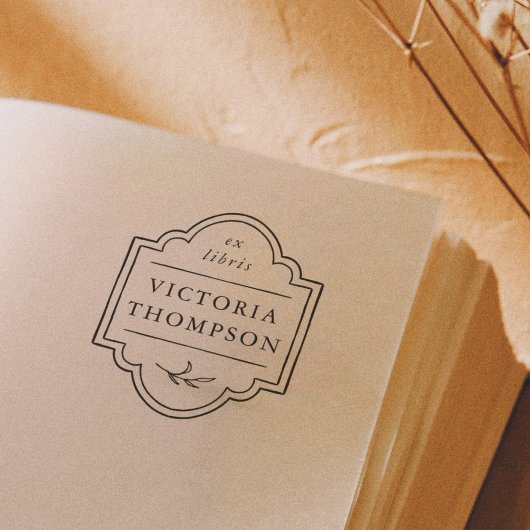 Elegante lijst Delicate Bladeren Ex Libris Boekpla Rubberstempel