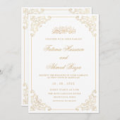Elegante Lijst Gold Script Moslim bruiloft Kaart (Voorkant / Achterkant)