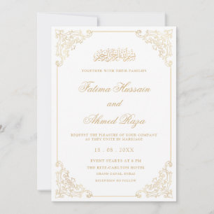 Elegante Lijst Gold Script Moslim bruiloft Kaart