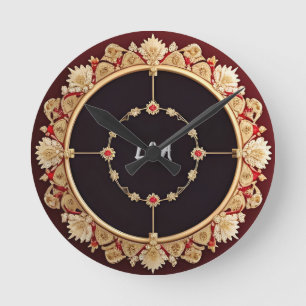 Elegante lijst met sierlijke bloemendecoratie ronde klok